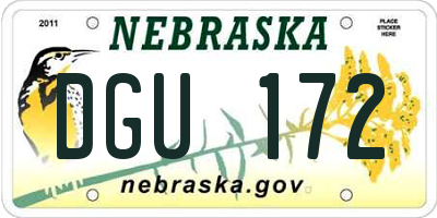 NE license plate DGU172