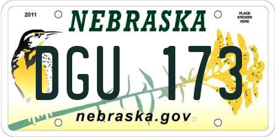 NE license plate DGU173