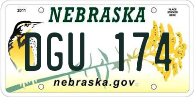 NE license plate DGU174
