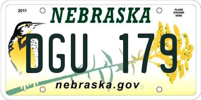 NE license plate DGU179