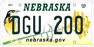 NE license plate DGU200