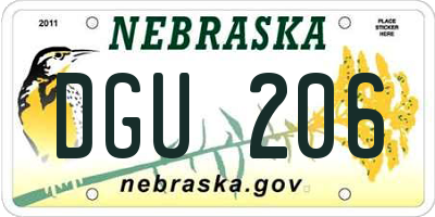 NE license plate DGU206