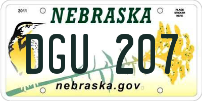NE license plate DGU207