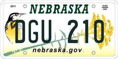 NE license plate DGU210