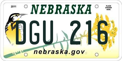 NE license plate DGU216