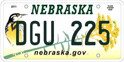 NE license plate DGU225