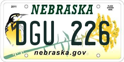 NE license plate DGU226