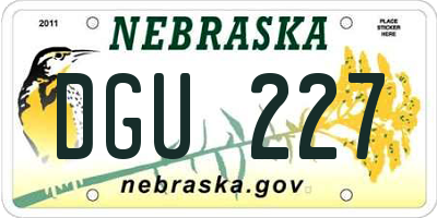 NE license plate DGU227
