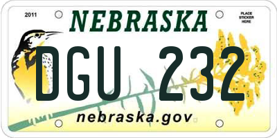 NE license plate DGU232