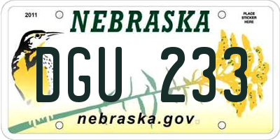 NE license plate DGU233