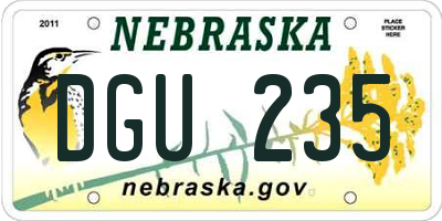 NE license plate DGU235