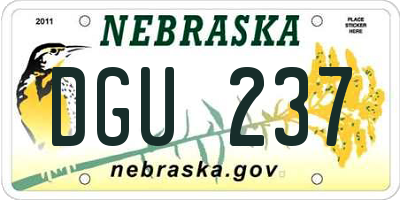 NE license plate DGU237