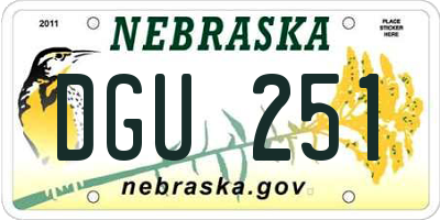 NE license plate DGU251