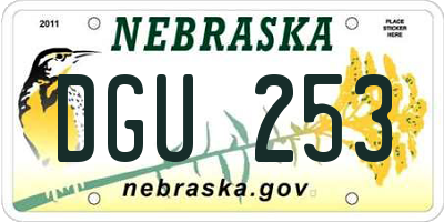 NE license plate DGU253