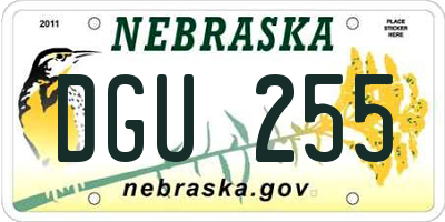 NE license plate DGU255