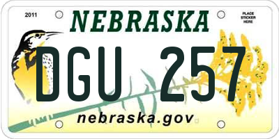 NE license plate DGU257