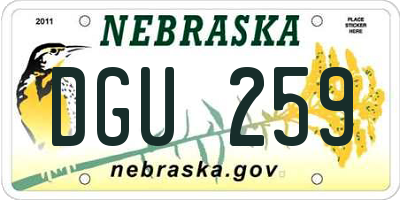 NE license plate DGU259