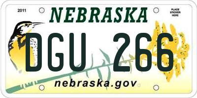 NE license plate DGU266