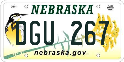 NE license plate DGU267
