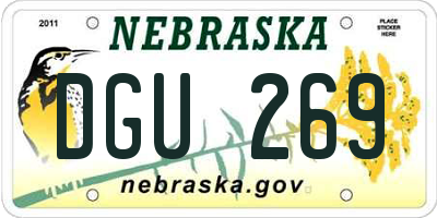 NE license plate DGU269