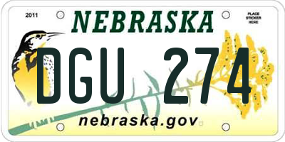 NE license plate DGU274