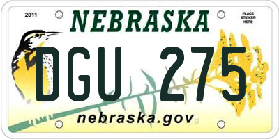 NE license plate DGU275