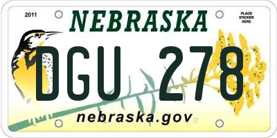 NE license plate DGU278