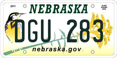 NE license plate DGU283