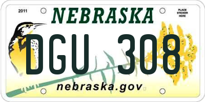 NE license plate DGU308