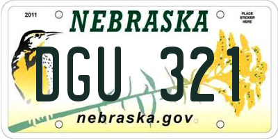 NE license plate DGU321