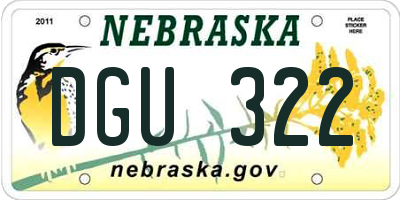 NE license plate DGU322