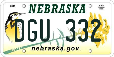 NE license plate DGU332