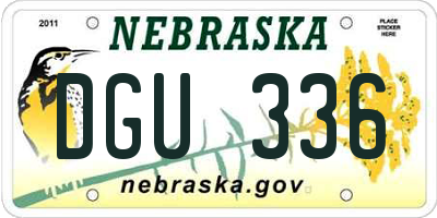 NE license plate DGU336