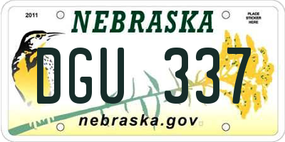 NE license plate DGU337
