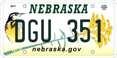 NE license plate DGU351
