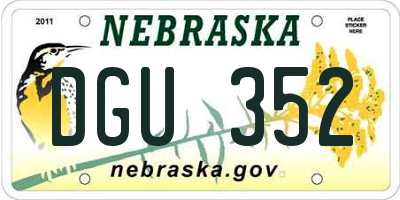 NE license plate DGU352