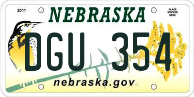NE license plate DGU354