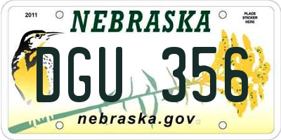 NE license plate DGU356