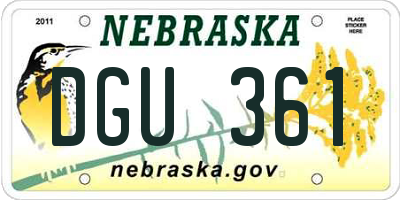 NE license plate DGU361