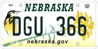 NE license plate DGU366