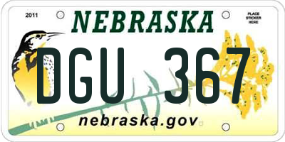 NE license plate DGU367
