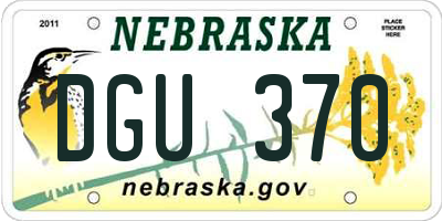 NE license plate DGU370