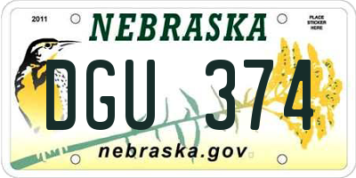 NE license plate DGU374
