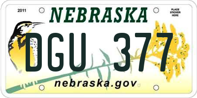 NE license plate DGU377