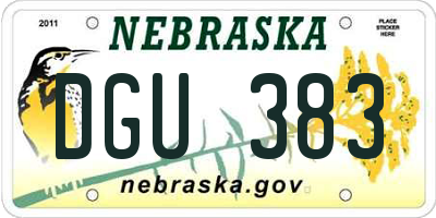 NE license plate DGU383