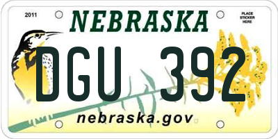 NE license plate DGU392