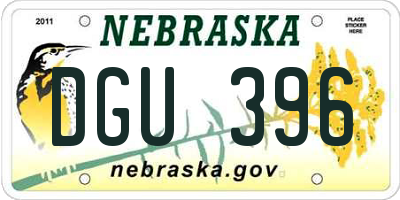 NE license plate DGU396