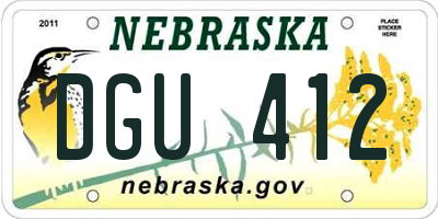 NE license plate DGU412