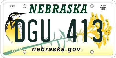 NE license plate DGU413