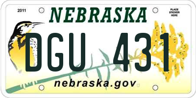 NE license plate DGU431